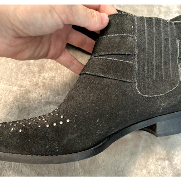 Steve Madden Nann Black Suede Western Ankle Boots Studded Buckle Womens Size 8 - Picture 11 of 11